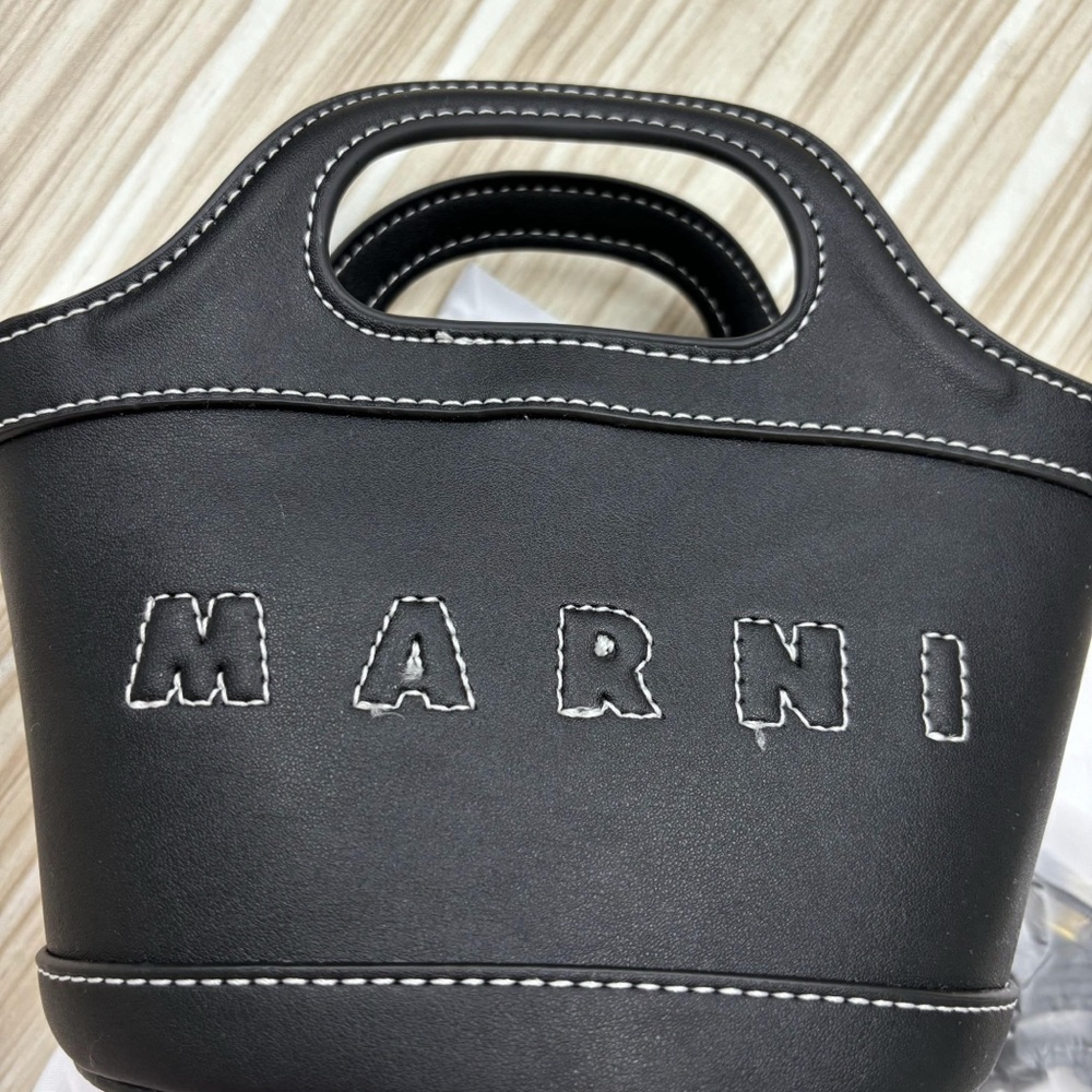 MARNI black leather shoulder bag 15*13cm - Picture 5 of 6